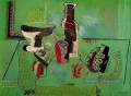 Compotier verre bouteille fruits Nature morte verte 1914 cubiste Pablo Picasso